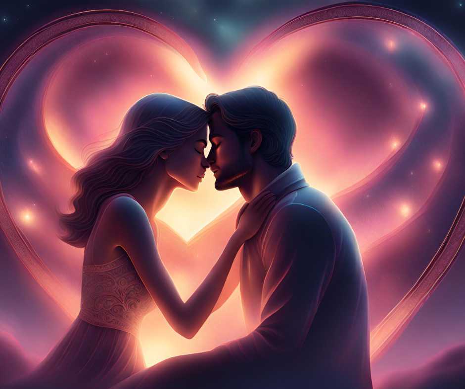 Párkapcsolat szerelmes idézetek. A szerelem ereje - szerelmes pár egy szív előtt csókolózik.