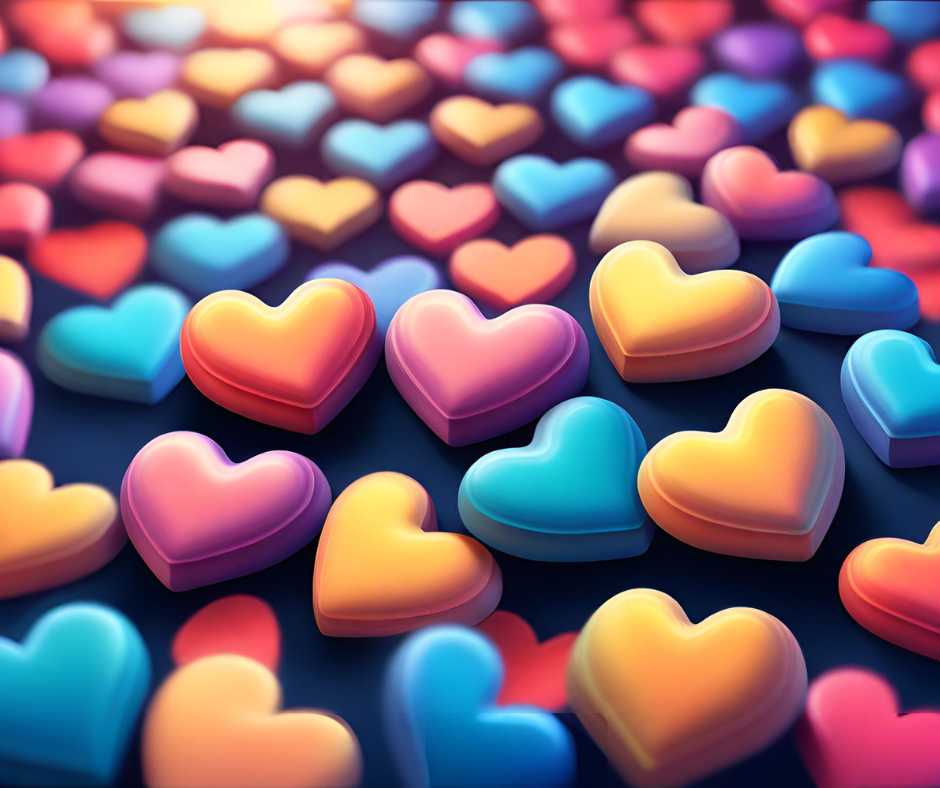 Sors élet idézetek. Egy asztalon lévő különböző színű és méretű szívek.