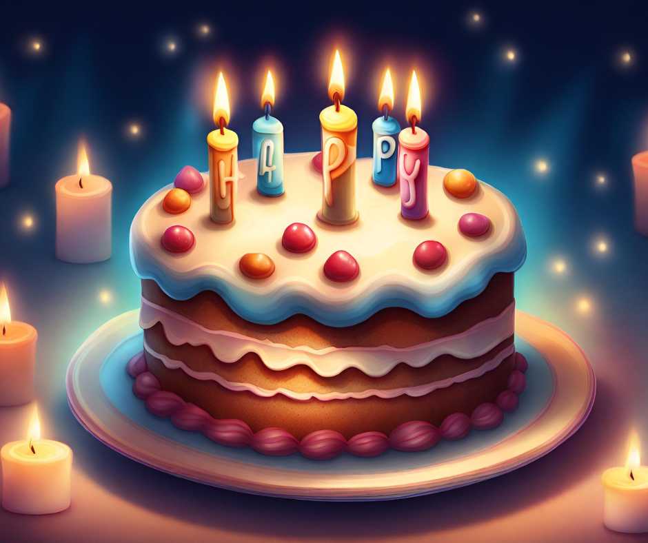 Születésnap. Egy boldog születésnapi torta. A torta tetején van egy gyertya, és a felirata: Boldog születésnapot!